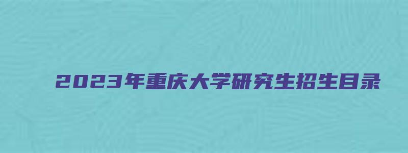 2023年重庆大学研究生招生目录