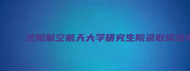 沈阳航空航天大学研究生院录取成绩单