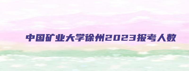 中国矿业大学徐州2023报考人数