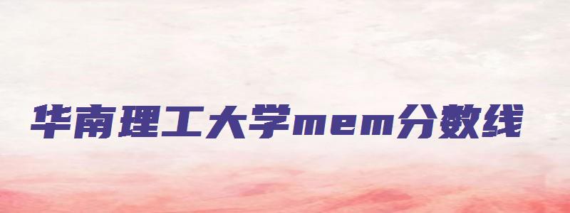 华南理工大学mem分数线