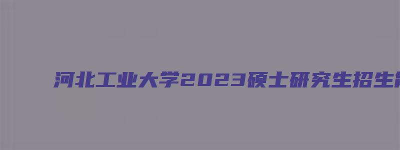 河北工业大学2023硕士研究生招生简章电话