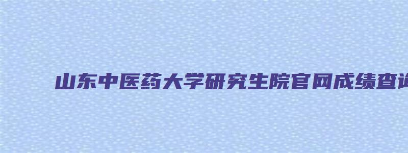 山东中医药大学研究生院官网成绩查询时间