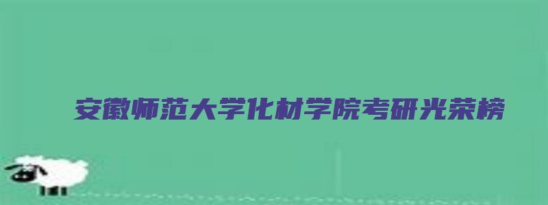 安徽师范大学化材学院考研光荣榜