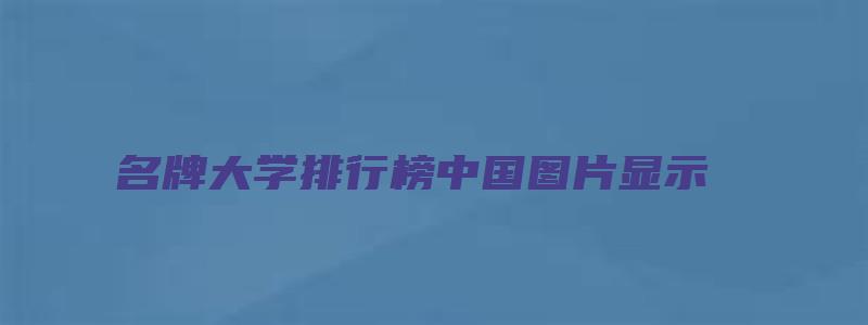 名牌大学排行榜中国图片显示