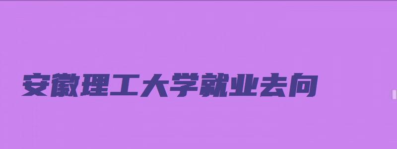 安徽理工大学就业去向