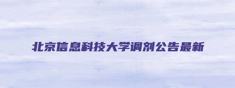 北京信息科技大学调剂公告最新