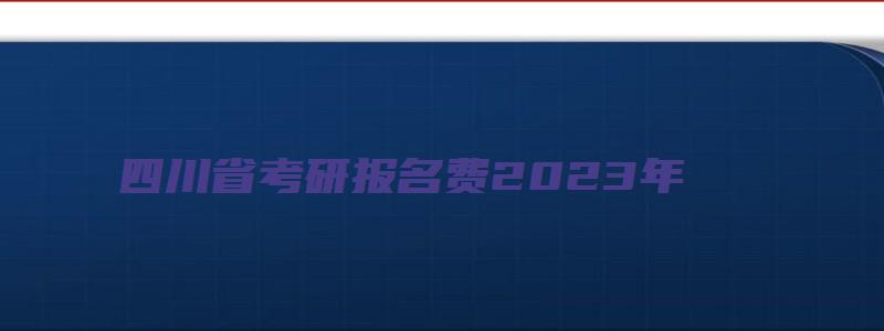 四川省考研报名费2023年