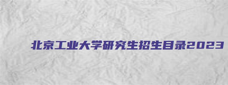 北京工业大学研究生招生目录2023