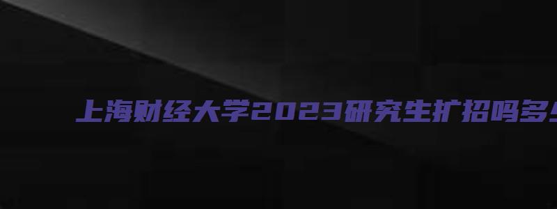 上海财经大学2023研究生扩招吗多少分