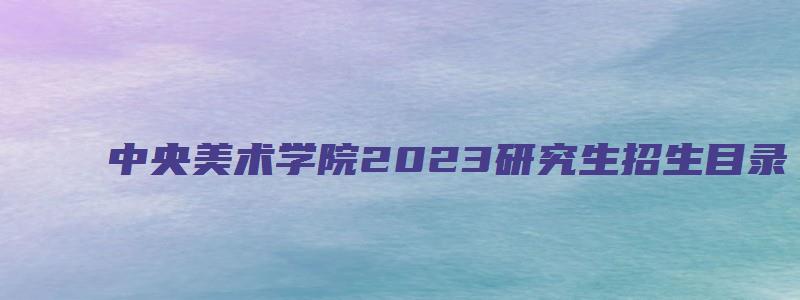 中央美术学院2023研究生招生目录