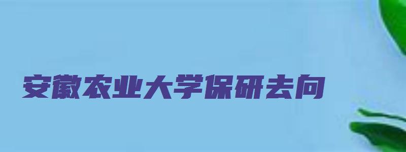 安徽农业大学保研去向