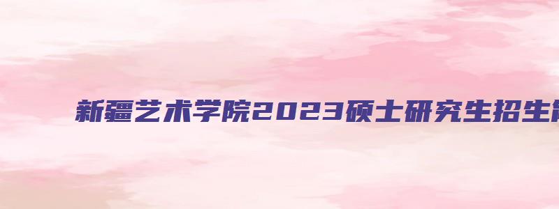 新疆艺术学院2023硕士研究生招生简章公布