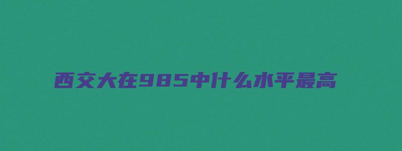 西交大在985中什么水平最高