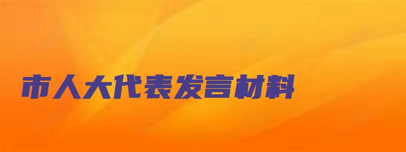 市人大代表发言材料