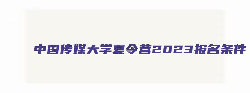 中国传媒大学夏令营2023报名条件