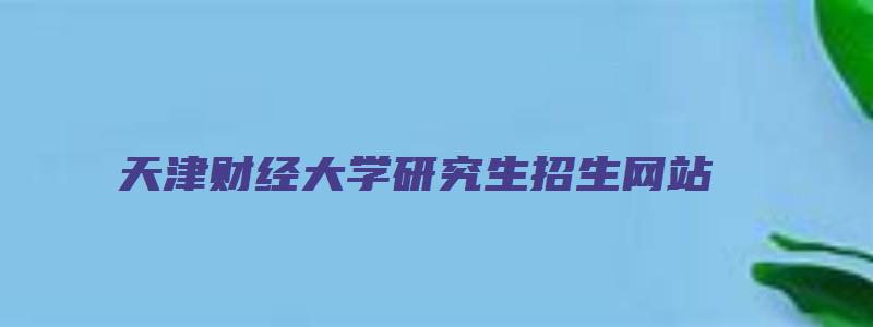 天津财经大学研究生招生网站