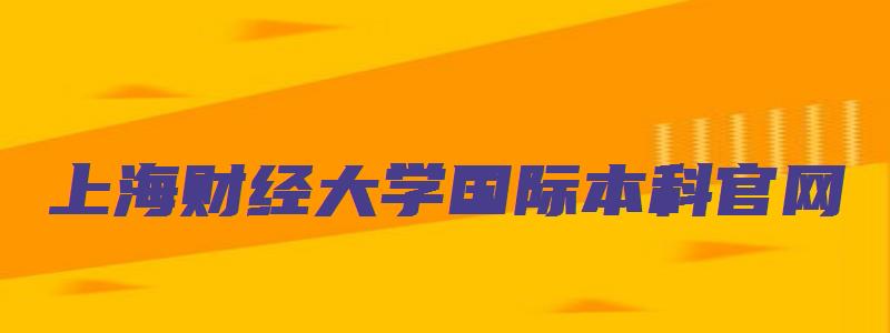 上海财经大学国际本科官网