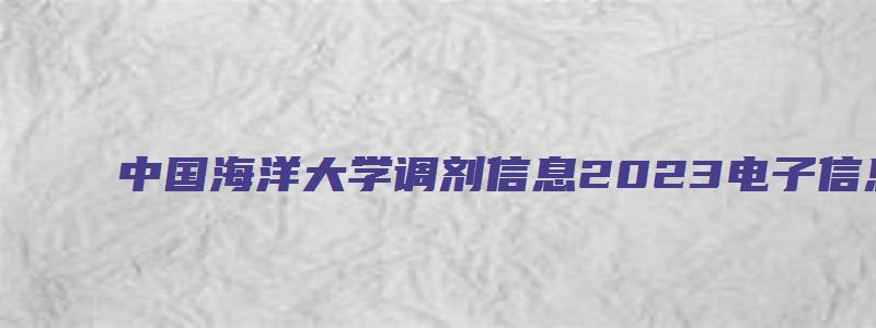 中国海洋大学调剂信息2023电子信息