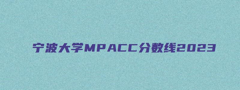 宁波大学MPACC分数线2023