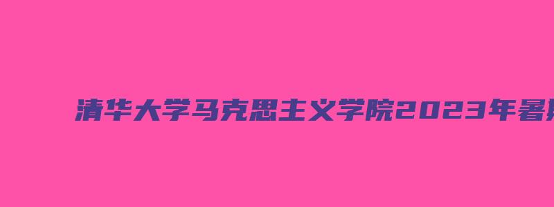 清华大学马克思主义学院2023年暑期优秀学生夏令营招募通知