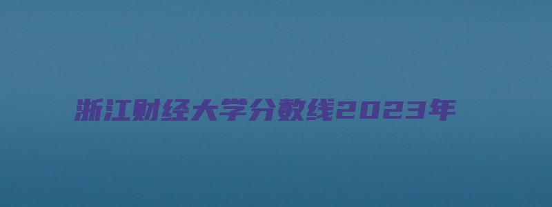 浙江财经大学分数线2023年