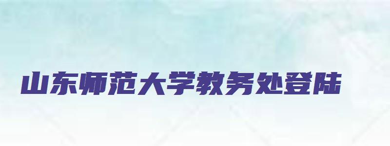 山东师范大学教务处登陆