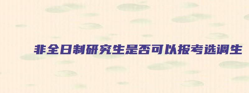 非全日制研究生是否可以报考选调生