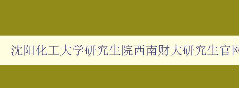 沈阳化工大学研究生院西南财大研究生官网登录入口