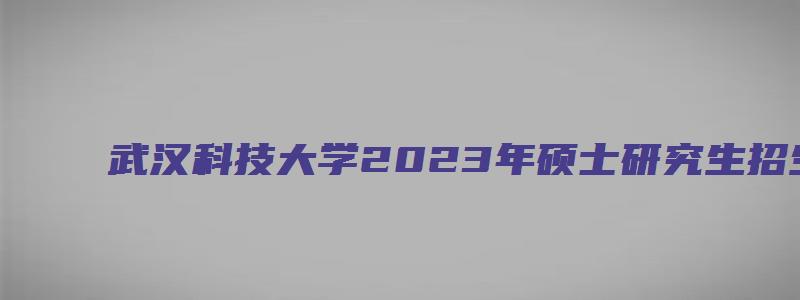 武汉科技大学2023年硕士研究生招生专业目录