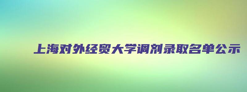 上海对外经贸大学调剂录取名单公示