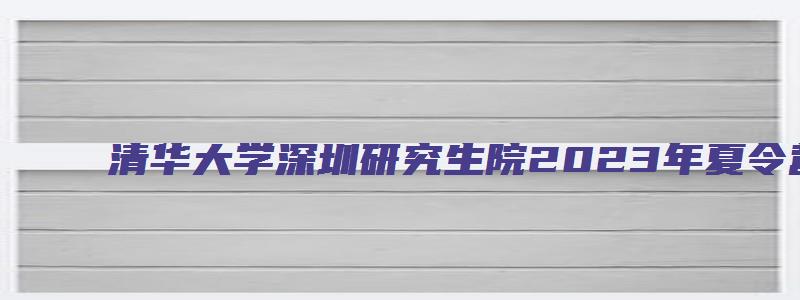 清华大学深圳研究生院2023年夏令营