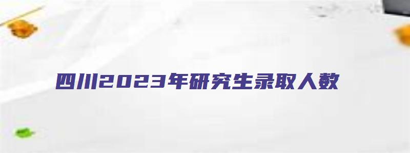 四川2023年研究生录取人数