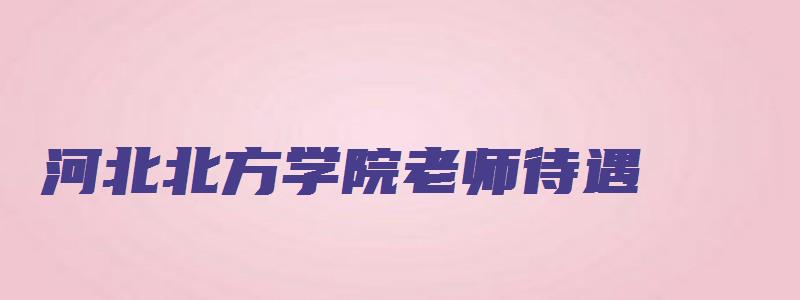 河北北方学院老师待遇