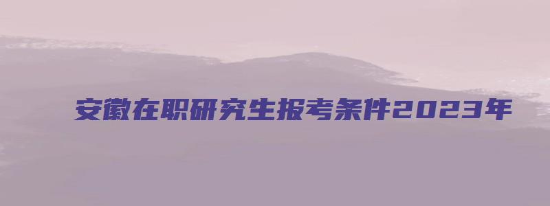 安徽在职研究生报考条件2023年