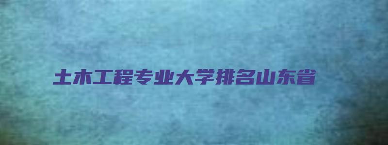 土木工程专业大学排名山东省