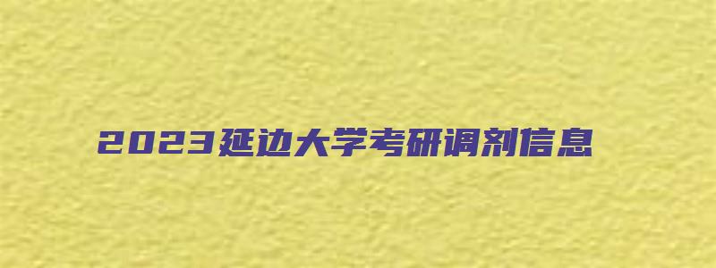 2023延边大学考研调剂信息