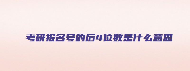 考研报名号的后4位数是什么意思