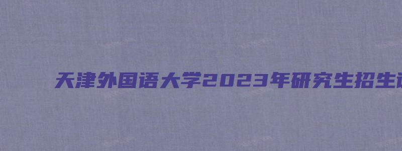 天津外国语大学2023年研究生招生调剂信息