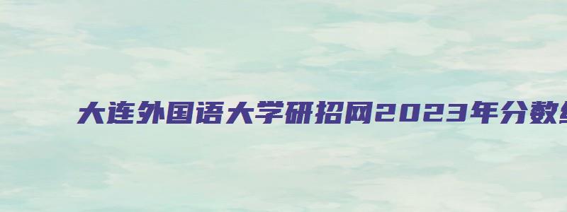 大连外国语大学研招网2023年分数线