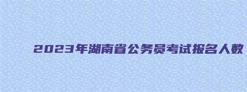 2023年湖南省公务员考试报名人数