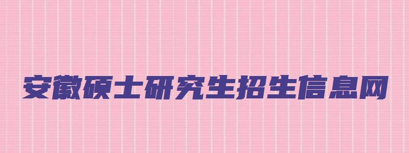 安徽硕士研究生招生信息网