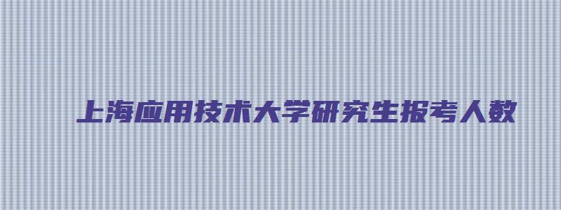 上海应用技术大学研究生报考人数