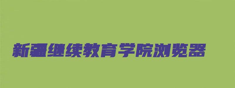 新疆继续教育学院浏览器