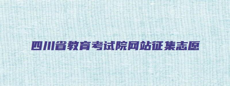 四川省教育考试院网站征集志愿