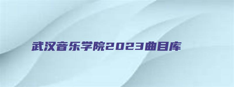 武汉音乐学院2023曲目库