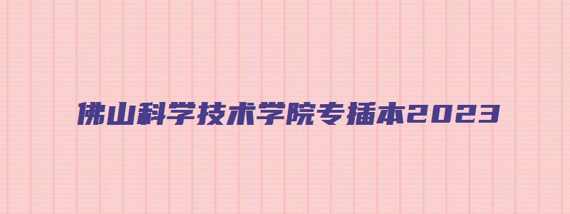 佛山科学技术学院专插本2023