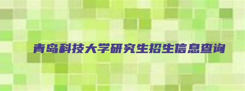 青岛科技大学研究生招生信息查询