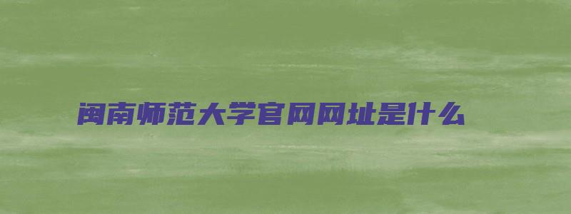 闽南师范大学官网网址是什么