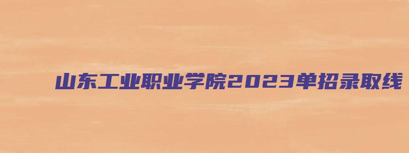 山东工业职业学院2023单招录取线