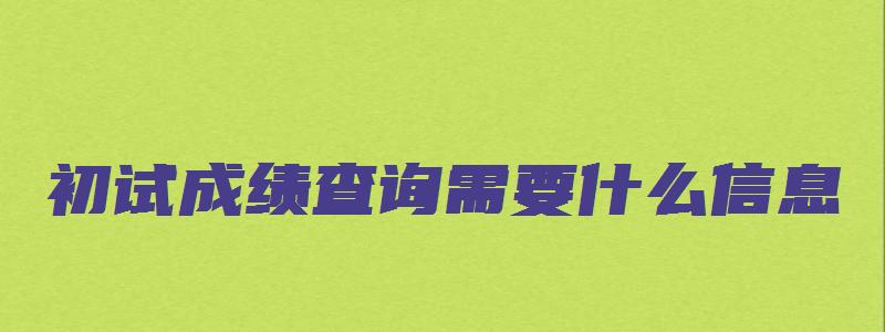 初试成绩查询需要什么信息